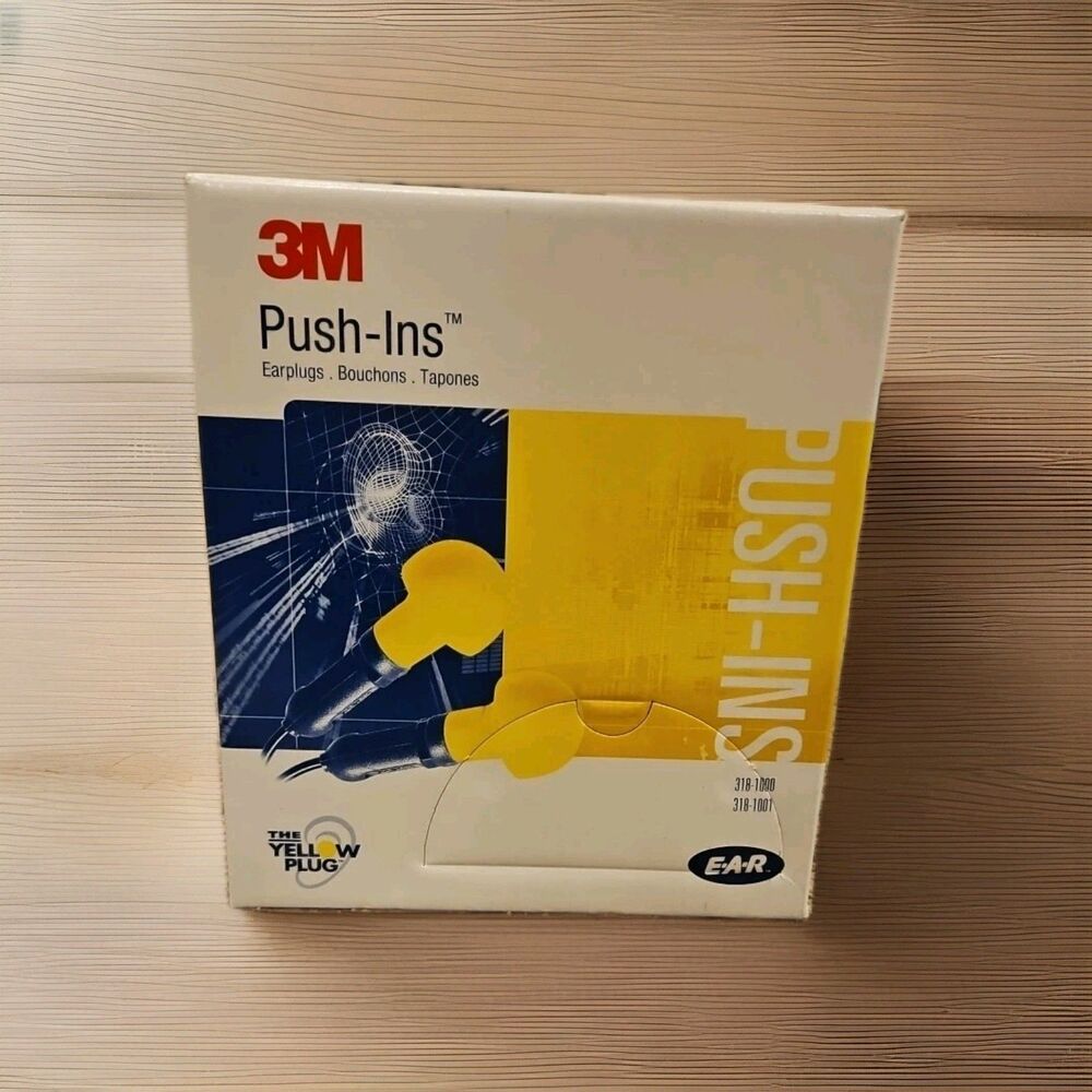 3M 318-1000 E-A-R Push Ins Uncorded Foam Noise Reduction Ear Plugs 100 Pair NEW